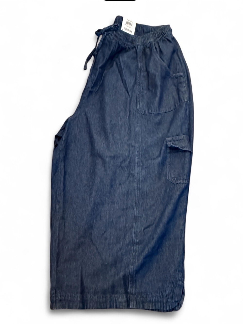 NWT Women’s Karen Scott Dark Blue Denim Cargo Capri pants Drawstring plus 3x